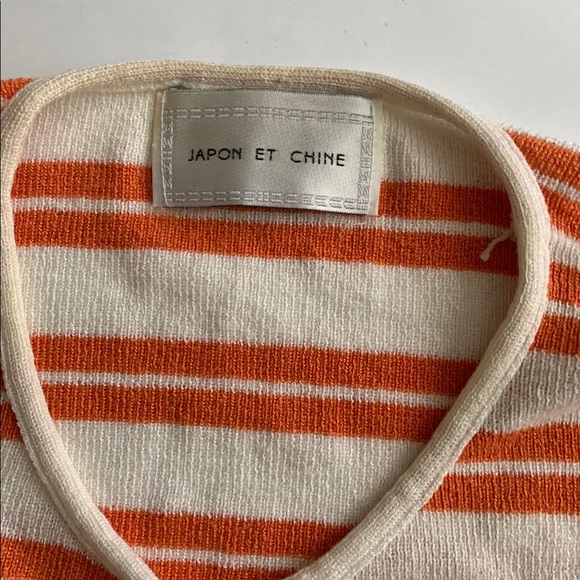 Japon et Chine size large orange/ white striped buttoned down cardigan. - Picture 3 of 7